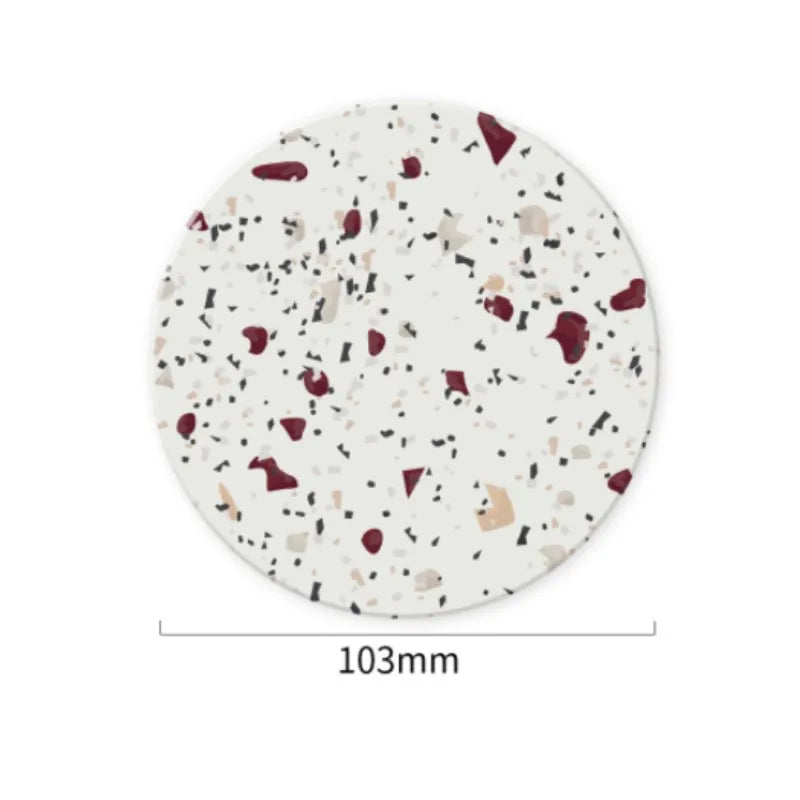 Set mit 1, 4 oder 6 Untersetzern Terrazzo Muster aus Keramikstein