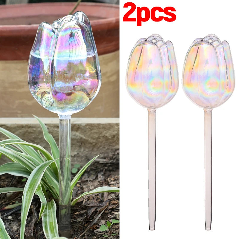 Automatische Tropfbewässerung: Rosa Borosilikatglas-Bewässerungsbälle, 1-6 Stk