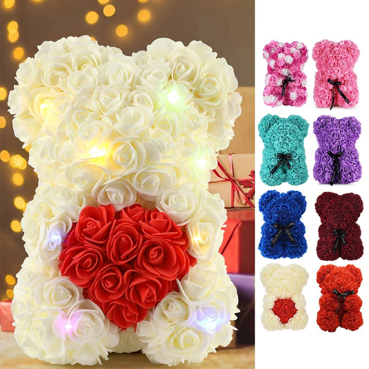Ewige Rose Teddybär 25m Künstliche Blumen Geschenk und Dekoration-Yabubest - Home & More