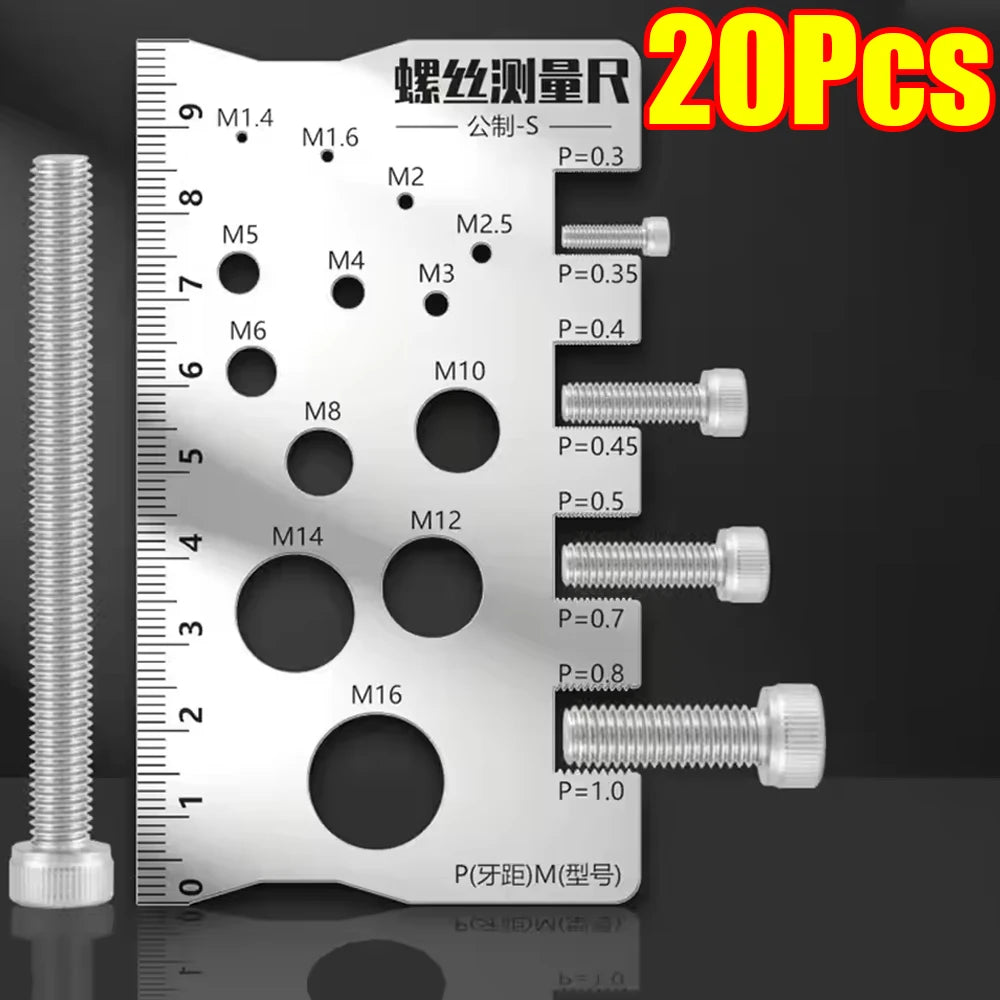 Multifunktionales Schraubengewinde Messset aus Edelstahl