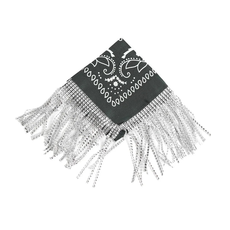Vielseitiges Paisley Bandana mit Strassfransen für Frauen und Männer