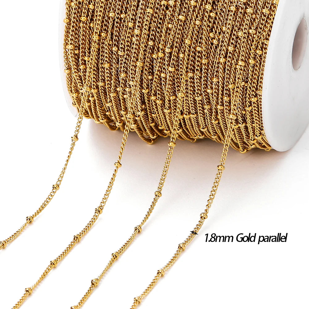 Langlebige Edelstahlkette goldfarben mit Perlen für DIY Schmuck