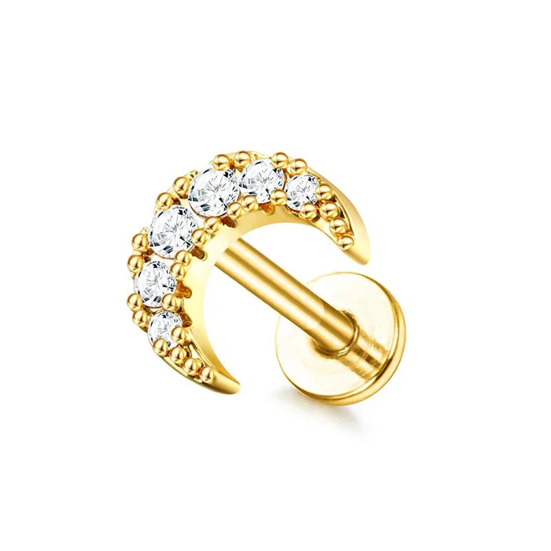 16G Edelstahl Knorpel Ohrstecker mit flacher Rückseite für Damen