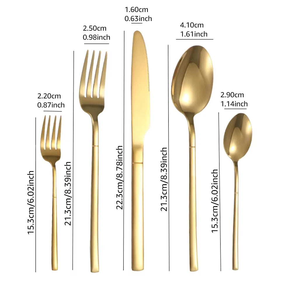 30-teiliges Gold Besteckset aus Edelstahl für 6 Personen – elegant - spülmaschinenfest