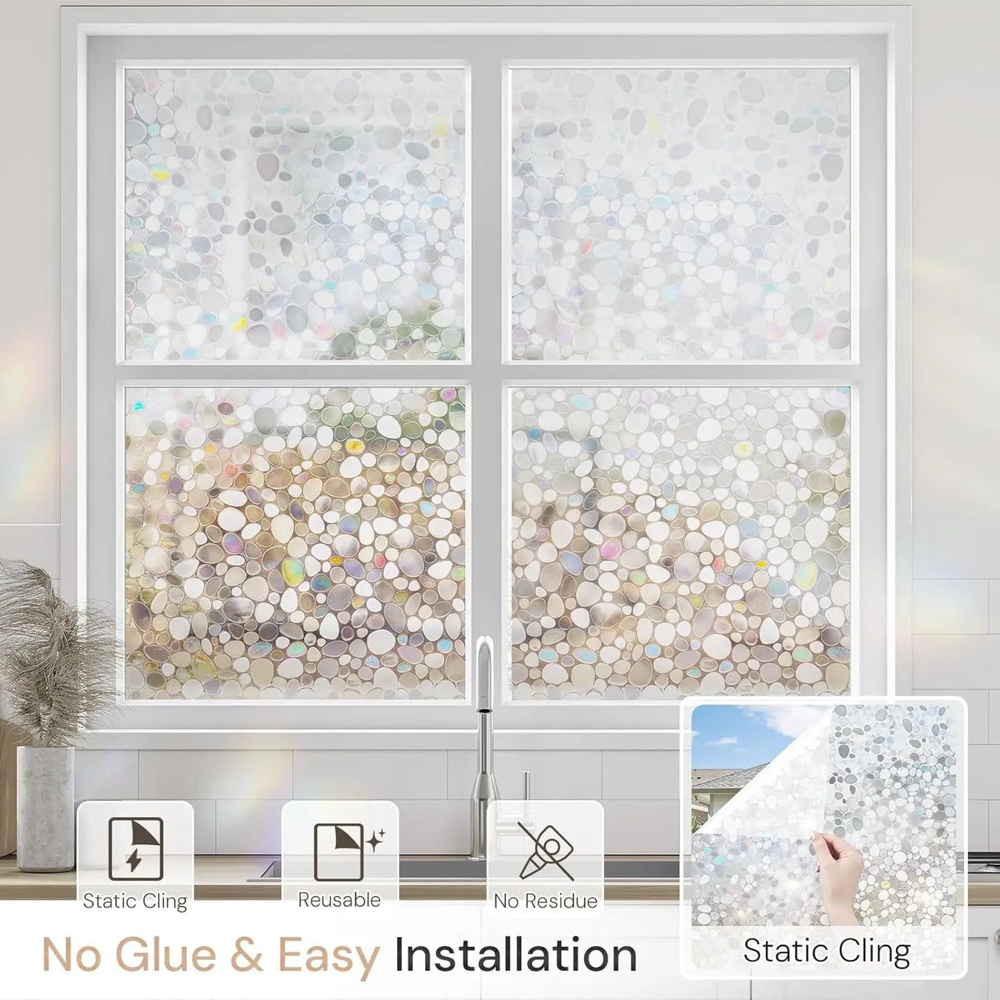 Dekorative UV Schutz Fensterfolie mit Buntglas Effekt