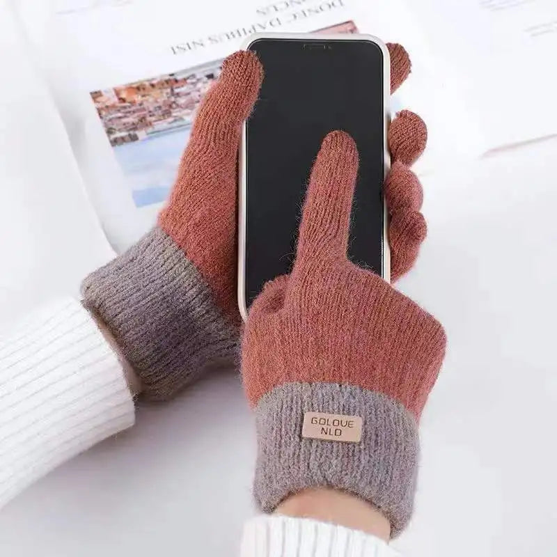 Warme Strickhandschuhe mit Touchscreen-Funktion für Damen und Herren