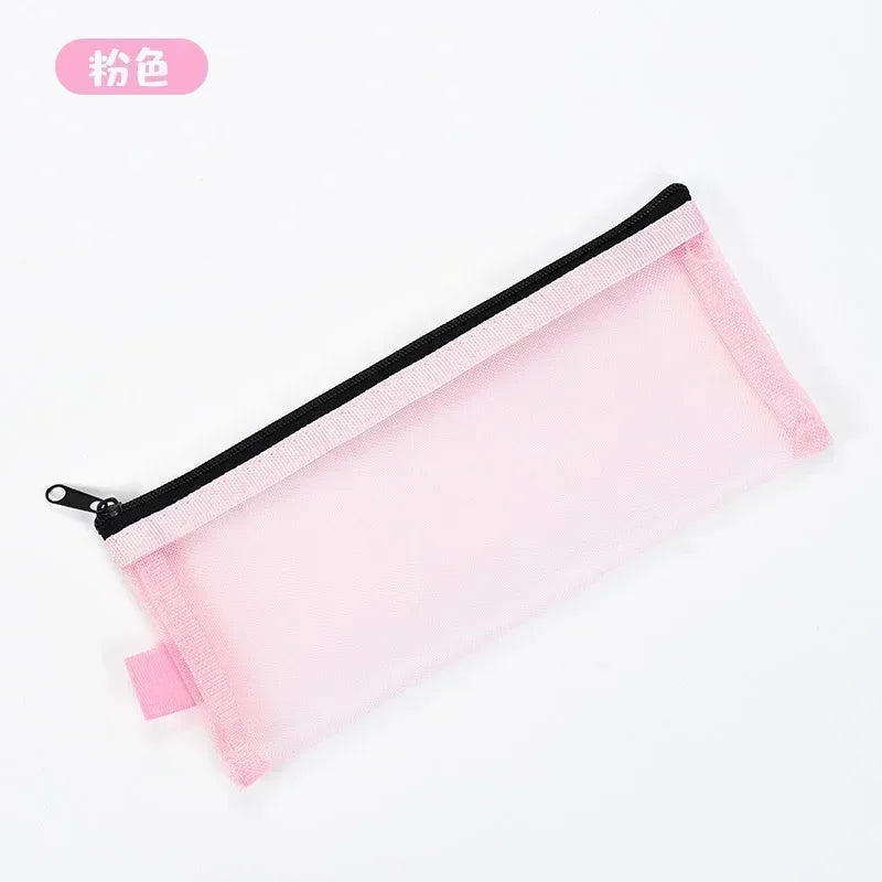 Transparentes Mesh Stift-Etui Kunststoff Mini Mäppchen für Büro - Schule