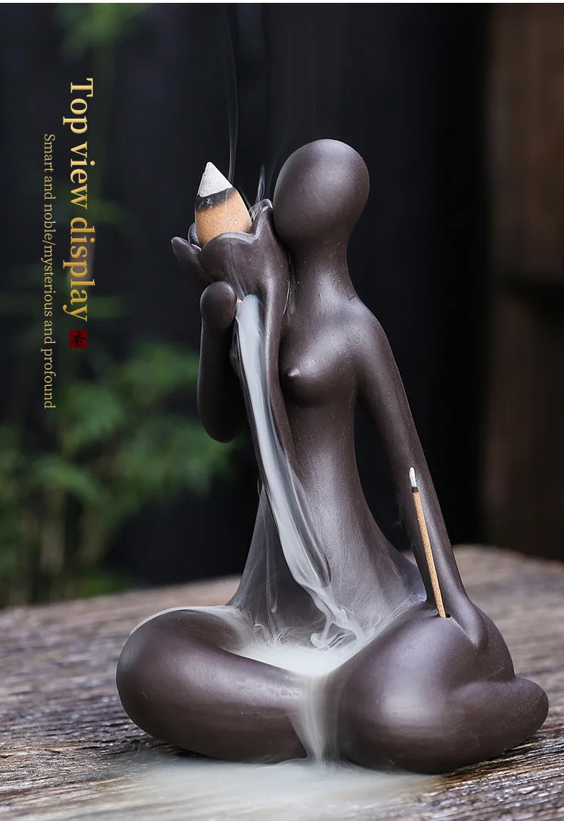 Lila Ton Rückfluss Weihrauchbrenner mit Wasserfall Effekt