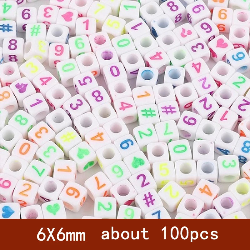 6x6mm Quadratische Acryl Alphabet Perlen für DIY Schmuck Basteln