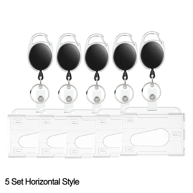 Transparenter Ausweishalter mit Doppelkarten-Slots und Rollclip