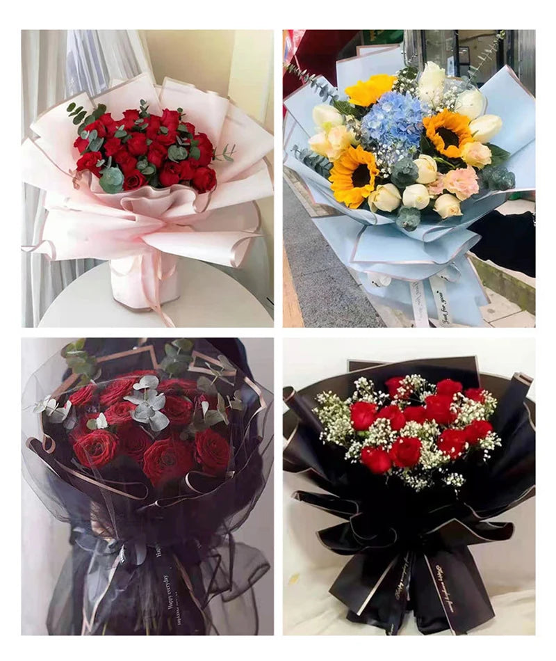 Elegantes Blumiges Geschenkpapier mit Goldrand für besondere Anlässe