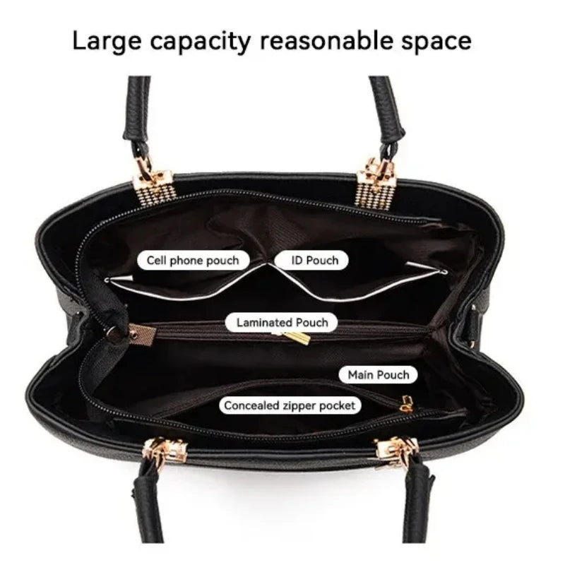 Modische Einfarbige Schultertasche mit großer Kapazität für Damen