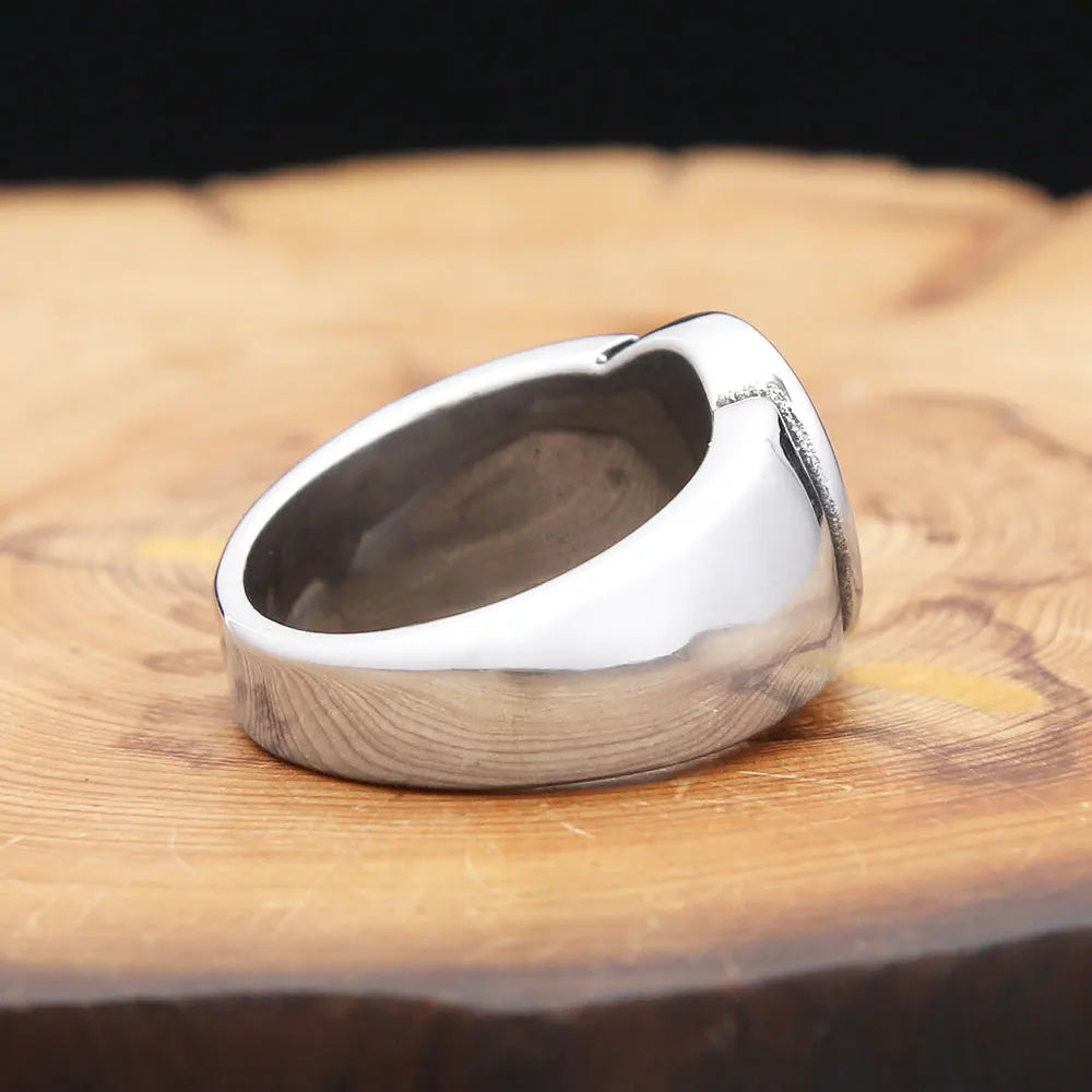 Edelstahl Punk Ring mit Schwarz Acht Motiv – Unisex Party Schmuck