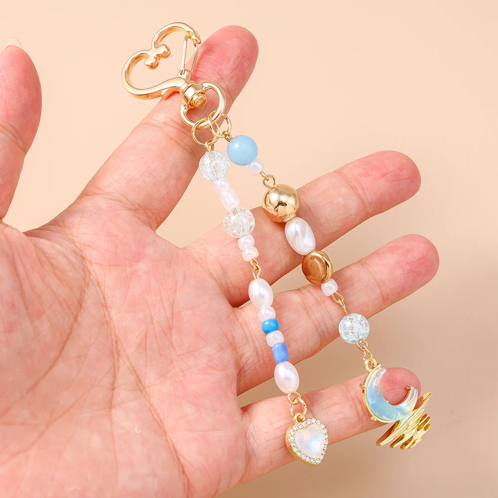 Herz Wolke Stern Mond Kristall Schlüsselanhänger für Frauen Mädchen