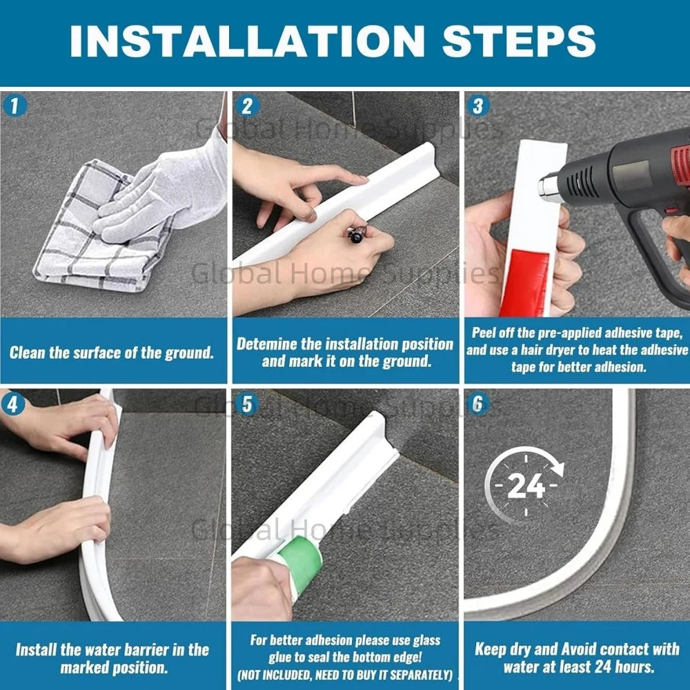 Flexible Duschschwelle für Badezimmer | Wasserschutz & Trennung