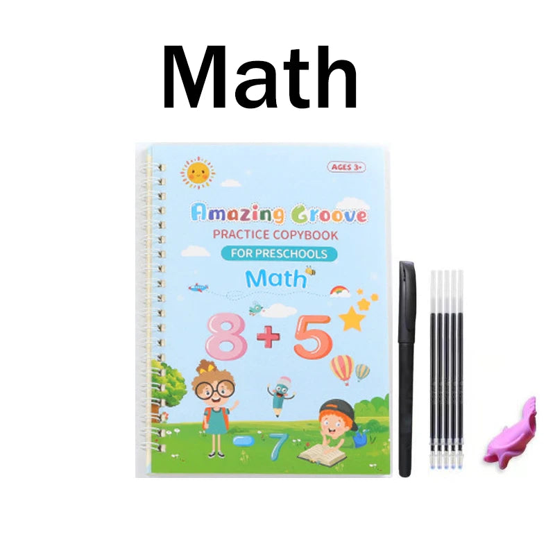 Wiederverwendbares 3D Übungsbuch für Kinder zum Lernen und Schreiben