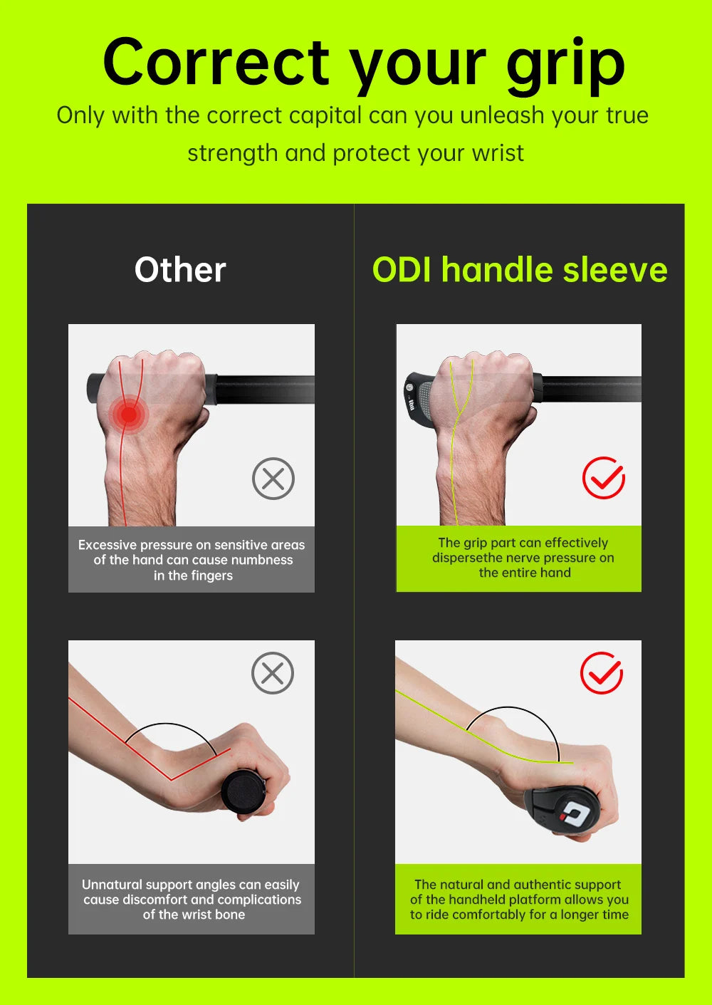 Ergonomische Fahrradgriffe mit rutschfestem Gummi und großem Pad