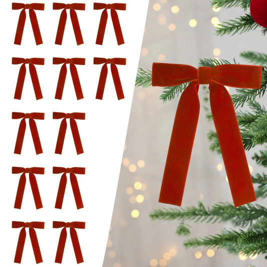 12 Samt Weinrote Schleifen für Weihnachtsbaum & Party Deko