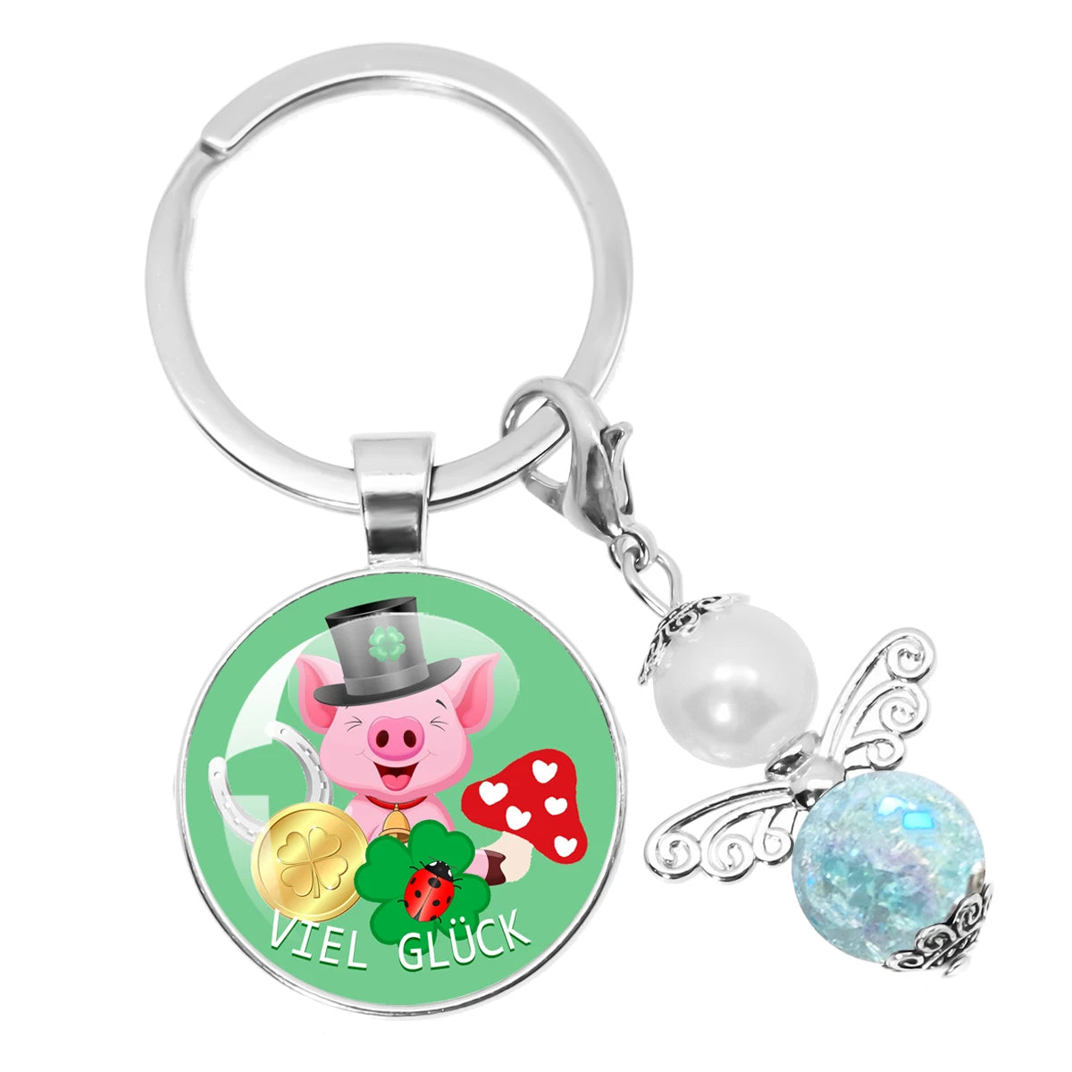 Glücksbringer Schlüsselanhänger mit vierblättrigem Kleeblatt Design