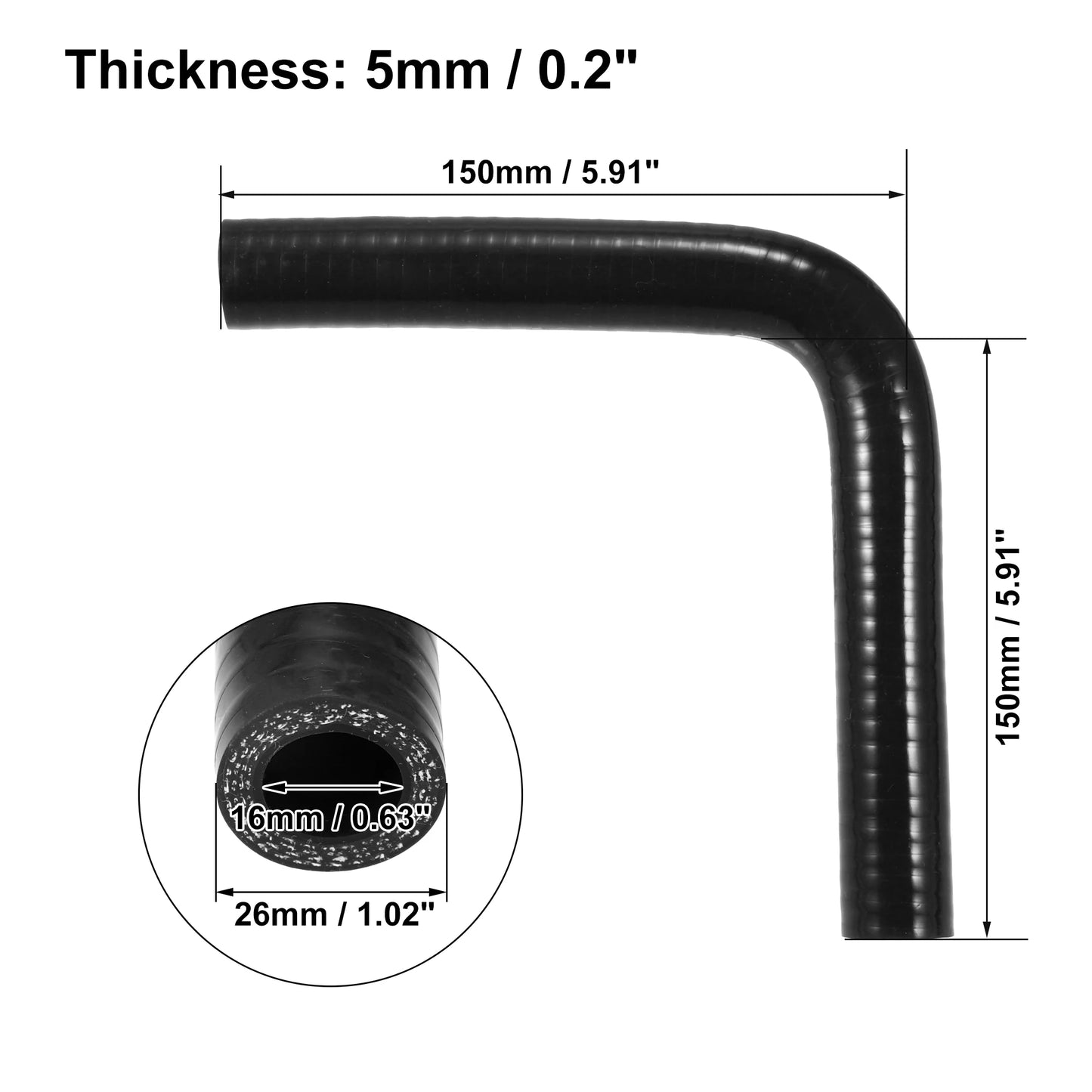 90 Grad Winkel Silikon Schlauchkupplung für Ladeluftkühler 150x150 mm