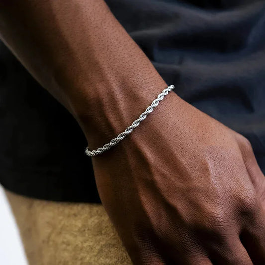 Verstellbares Edelstahl Armband mit gedrehter Seilkette für Damen und Herren