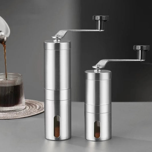 Tragbare manuelle Kaffeemühle aus Edelstahl mit Keramikmahlwerk