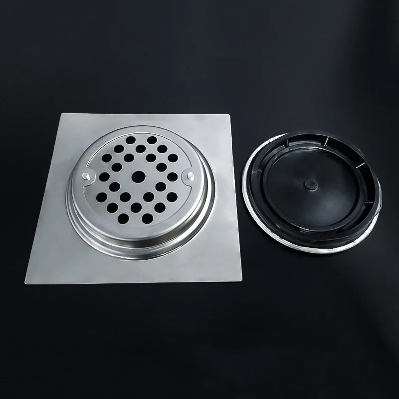 304 Edelstahl Duschablauf quadratisch 15x15cm Bodenablauf Abfallgitter