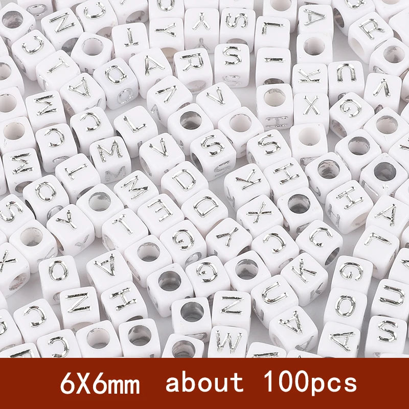 6x6mm Quadratische Acryl Alphabet Perlen für DIY Schmuck Basteln