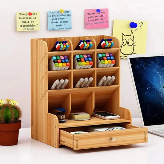 Holz Schreibtisch Organizer mit großer Kapazität für Büro Schule Zuhause