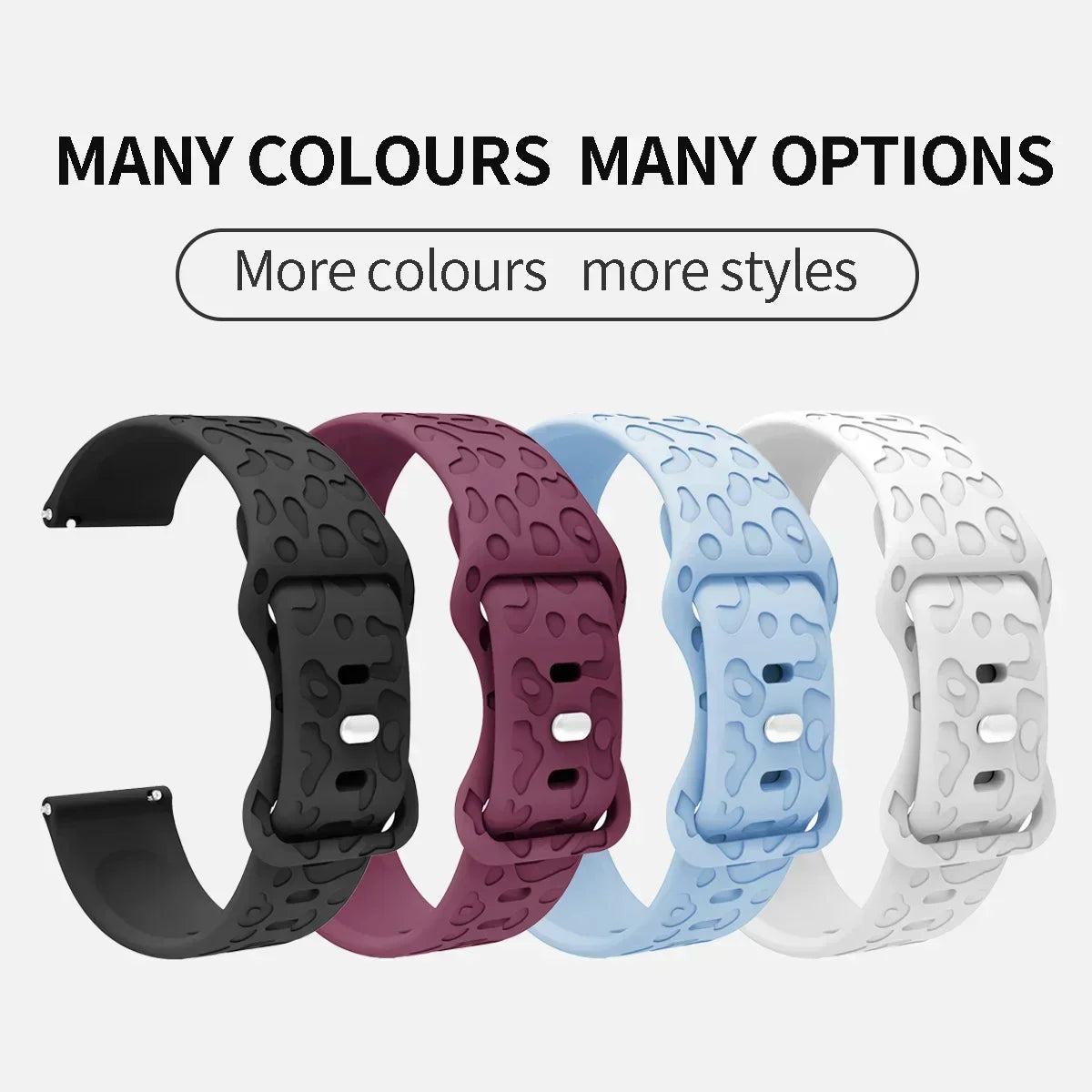 Leopard Silikon Uhrenarmband 18 20 22mm kompatibel für Sportuhren