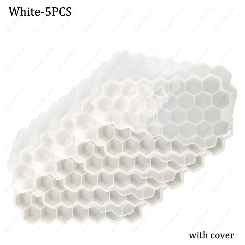 Premium Silikon Eiswürfelformen mit Deckel – Sechseckig, Wiederverwendbar