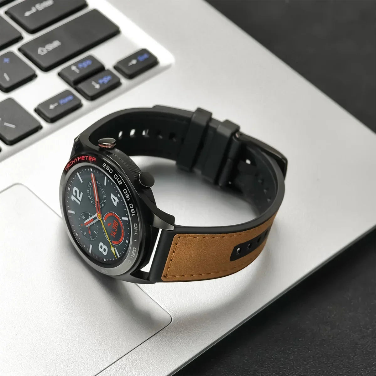 22 mm Leder-Silikonarmband kompatibel für Huawei und Samsung Galaxy Watch-Yabubest - Home & More