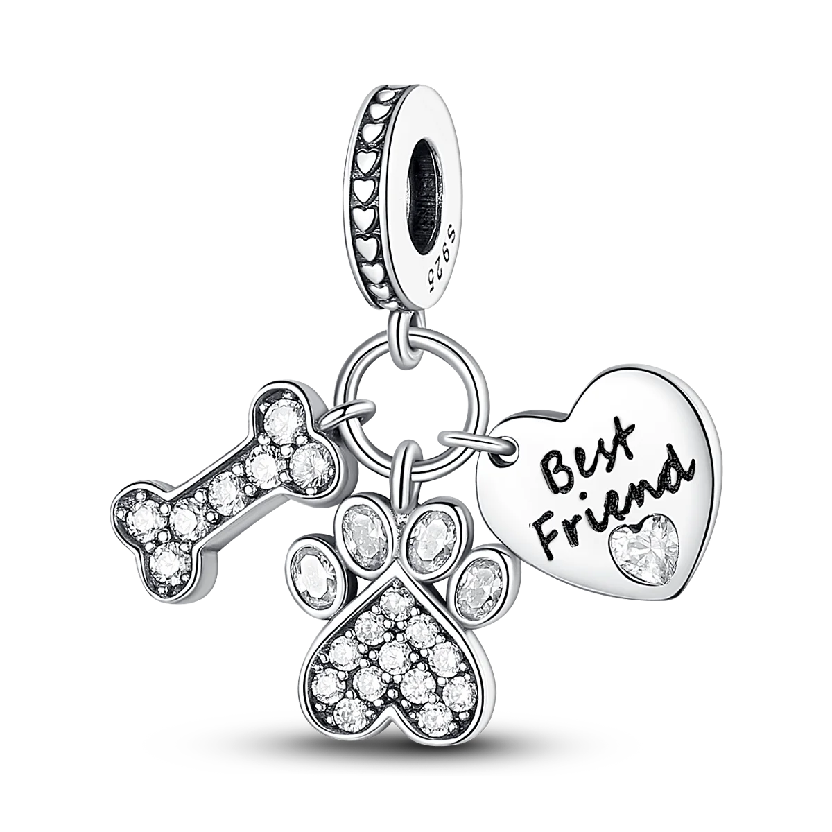 925 Sterling Silber Charm mit rosa Schmetterling - leuchtenden Glühwürmchen
