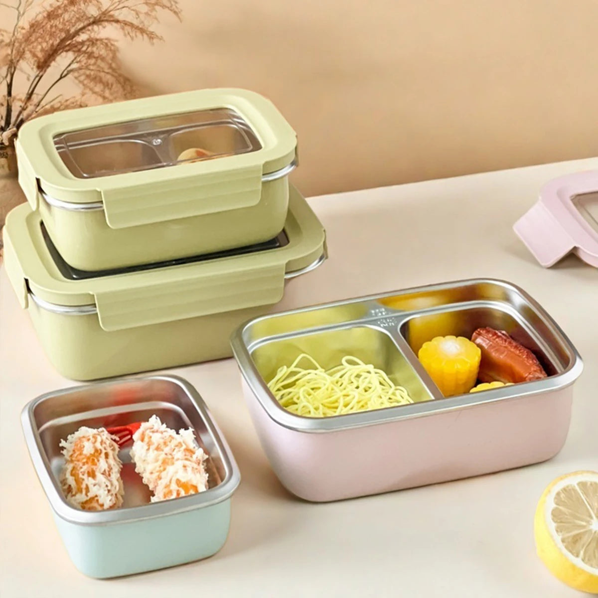 304 Edelstahl Geteilte Lunchbox – Mikrowelle, Dicht, für Schule & Büro