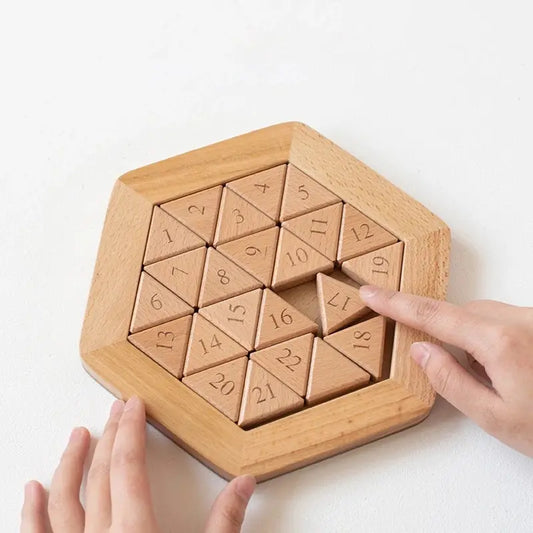 Holz Sechseck Klotski Puzzle als intelligentes Denkspielzeug für Kinder