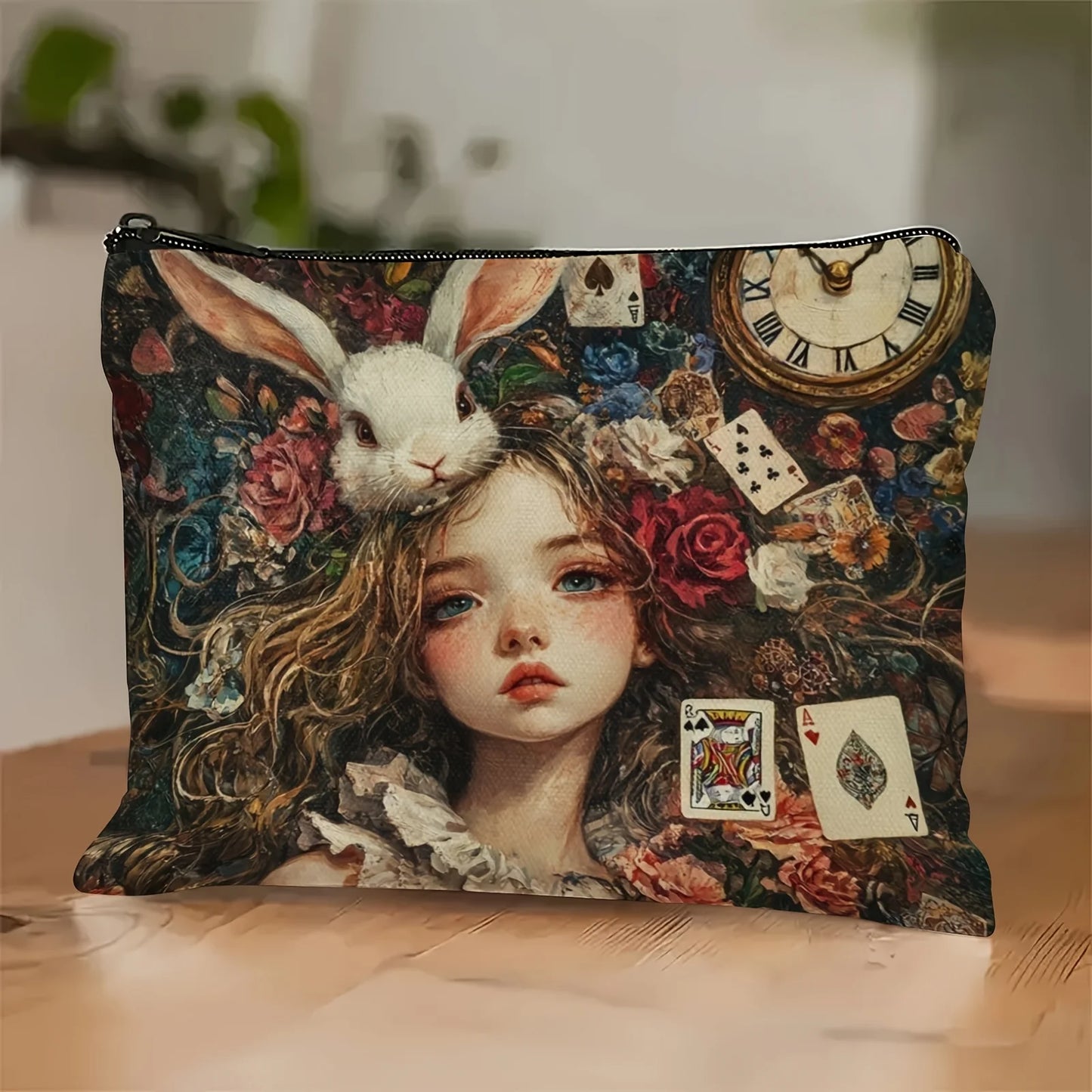 Weiße Kosmetiktasche mit verträumtem Kaninchenmotiv-Yabubestshop