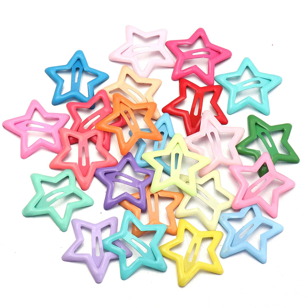 50er Set Bunte Stern Haarspangen Metall Snap Clips für Mädchen Frauen