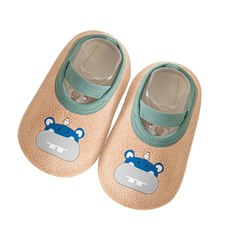 Rutschfeste Fleece-Bodensocken für Babys 0-4 Jahre warme Lauflernschuhe
