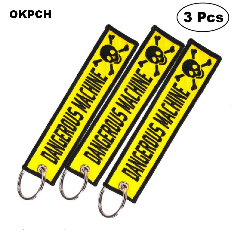 3-teiliges Schlüsselanhänger Set Bestickte Metallanhänger für Autos Motorräder