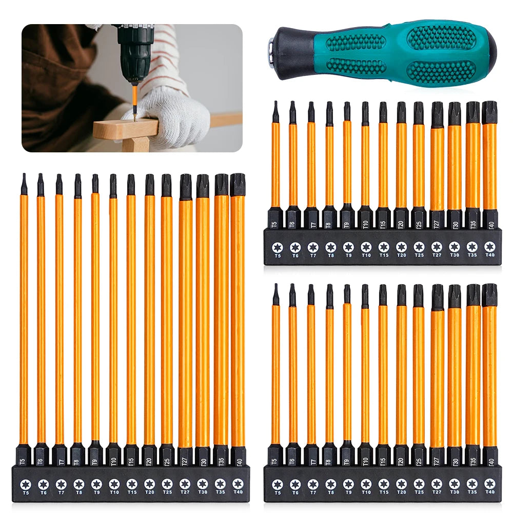 14-teiliges Schlag-Torx-Bit-Set T5-T40 mit Griff – robust - präzise Schrauben