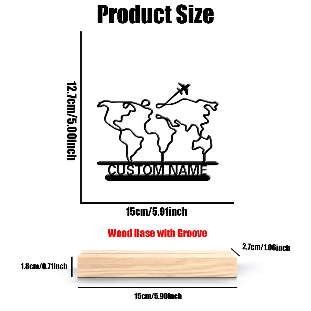 Dekorative runde Weltkarte aus Holz als Tischornament