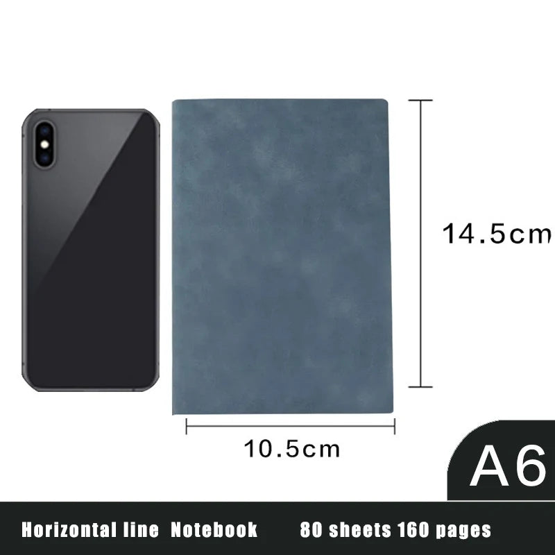 A6 Notizbuch Business Leder Optik Liniert 160 Seiten Notizen Journal