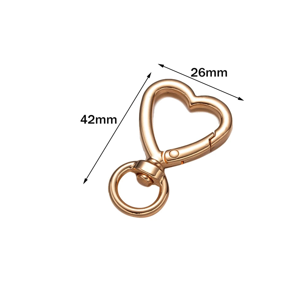 5er Set drehbare Metall-Karabiner mit Herzverschluss für Schmuck DIY