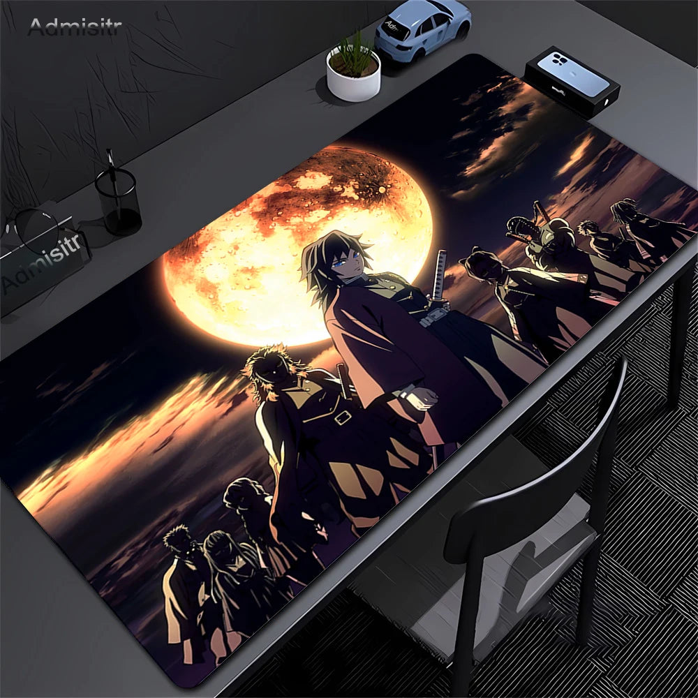Großes Mauspad Demon Slayer Nezuko Niedliche Anime-Mauspads Kawaii Tischsets Bürozubehör Schreibtischunterlage Rubbe Lockedge Mauspad