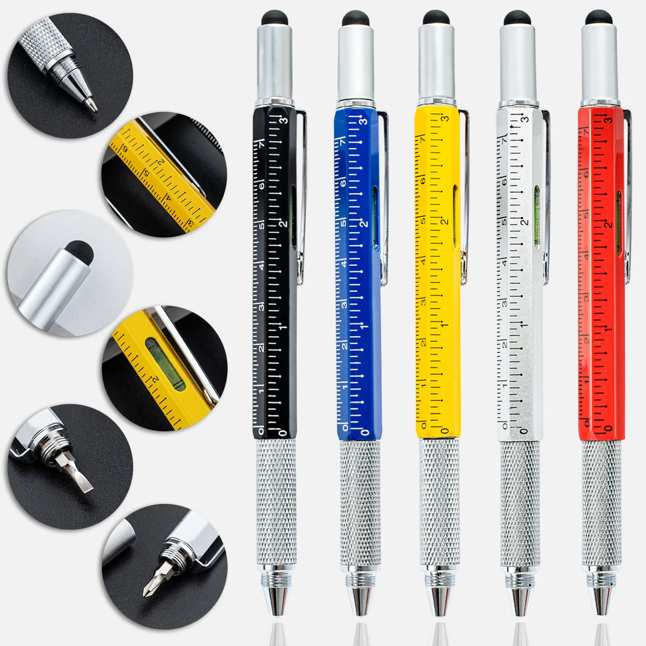 7-in-1 Multifunktions Kugelschreiber mit Touchpen Schraubendreher Lineal