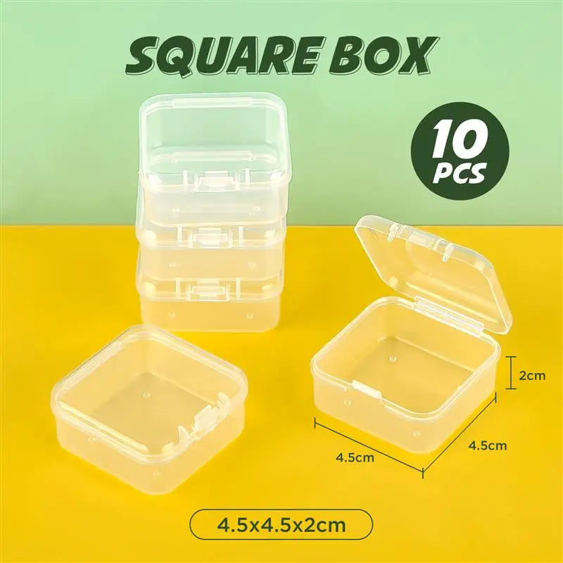 10x Rechteckige Kunststoffboxen transparent zur Schmuck und Kleinteil Lagerung