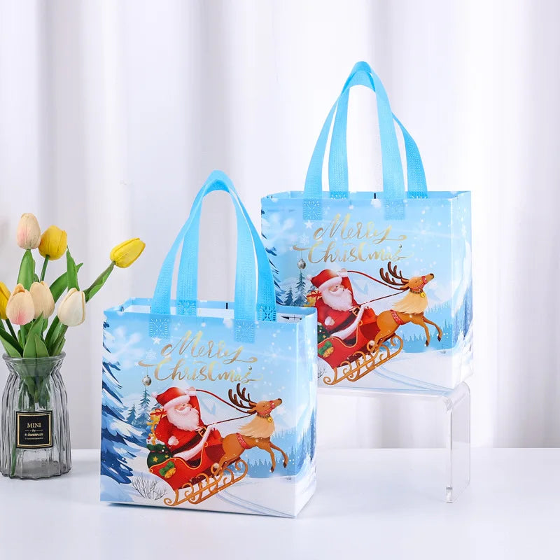 5er Set Weihnachtsgeschenktaschen mit festlichen Motiven