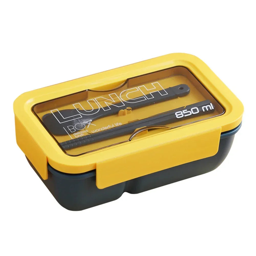 850ML Mikrowellen Lunchbox mit Besteck – Dichte Bento Box für Schule & Büro