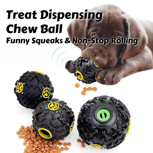 Interaktiver Leckerli-Kauball Hunde-Spielzeug mit Quietschen und Puzzlefunktion