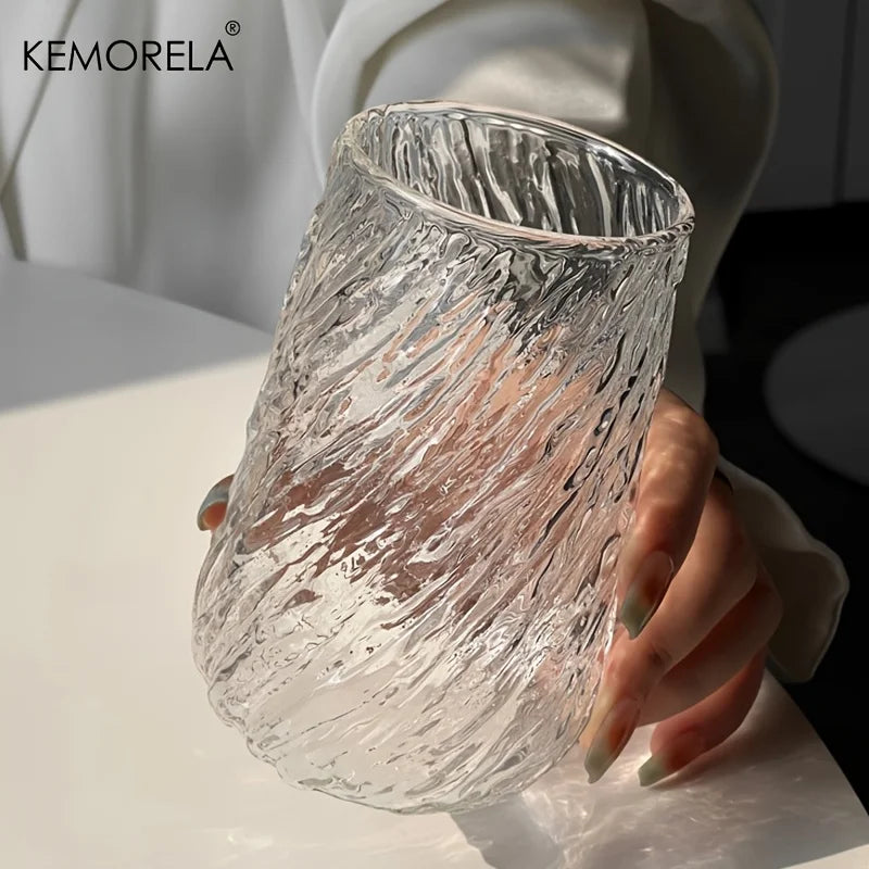 Glasbecher 4 Stück rund stilvolles rotierendes Streifendesign Trinkgläser-Yabubest - Home & More